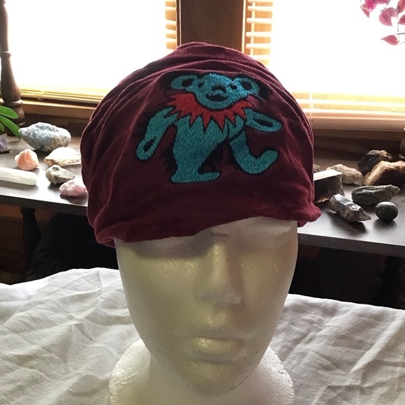 Grateful Dead Embroidered Dancing Bear Head Scarf - Picture 6 of 8